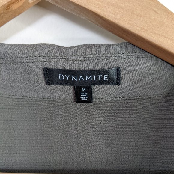 Dynamite Green Button Up Crop Blouse - Picture 2 of 5